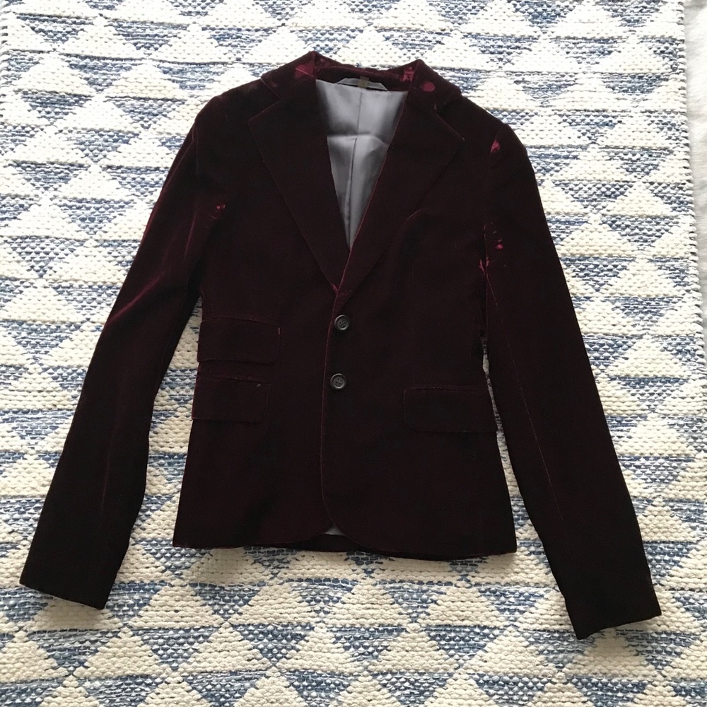 Vintage Martin + Osa Burgundy Red Velvet Blazer Cotton 0